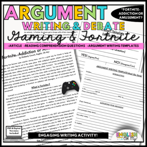 Fortnite Reading Comprehension & Writing Activity