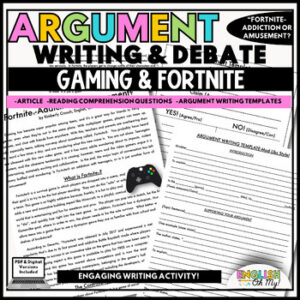 Fortnite Reading Comprehension & Writing Activity