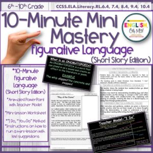 Figurative Language Mini-Lesson, 10-Minute Mastery, PowerPoint Slides, Short Stories