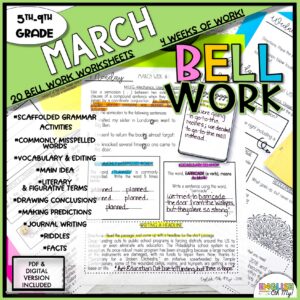 March Bell Ringers, Bell Work, Daily Homework