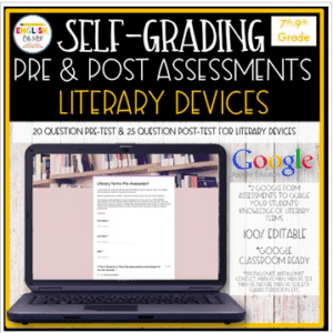 Self-Grading Literary Devices Pre and Post Assessments
