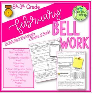 February Bell Ringers, Bell Work, Daily Homework