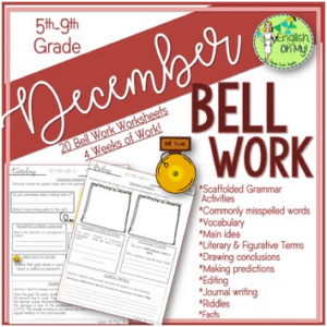 December Bell Ringers, Bell Work, Daily Homework