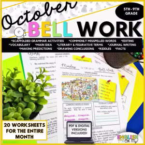 October Bell Ringers, Bell Work, Daily Homework