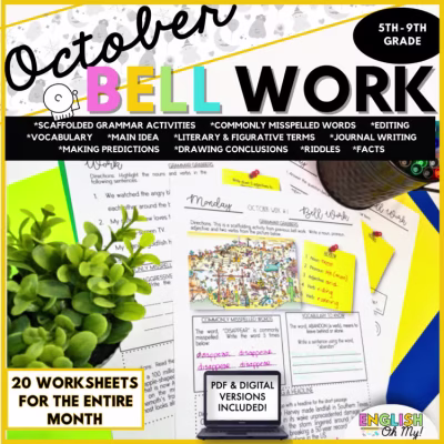 October Bell Ringers, Bell Work, Daily Homework