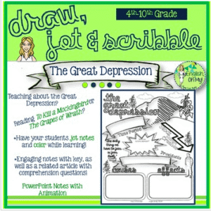The Great Depression Jot & Scribble, Coloring Notes