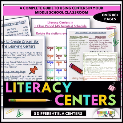 English Literacy Centers for Middle School Classroom