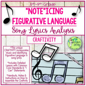 Exploring Song Lyrics Figurative Language Craftivity