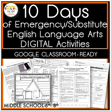 10 Days of Emergency & Substitute English Language Arts Activities