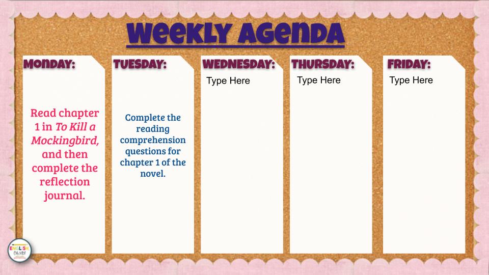 Weekly Agenda Digital Bulletin Board