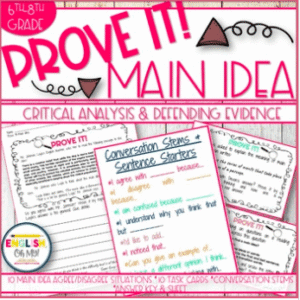 Main Idea Task Cards Activity