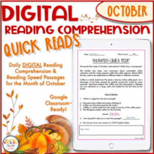 DIGITAL Reading Comprehension Quick Reads {October}