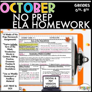October ELA Spiral Review