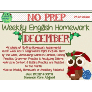 December NO PREP Homework