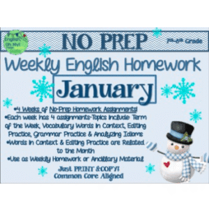 January NO PREP Homework