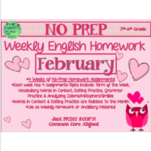 February NO PREP Homework