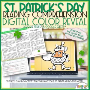 St. Patrick's Day Digital Color Reveal Reading Comprehension Activity