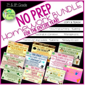 No Prep HOMEWORK for the ENTIRE Year!