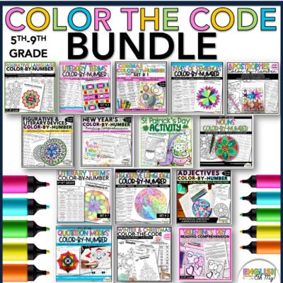 Color the Number ELA Activities BUNDLE