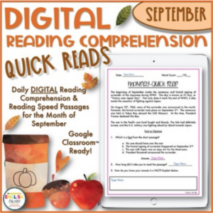 DIGITAL Reading Comprehension Quick Reads {September}