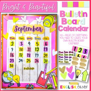 Bulletin Board Calendar - Bright & Beautiful, Classroom Decor