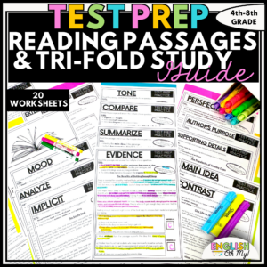 Test Prep Reading Passages & Trifold Vocabulary Study Guide