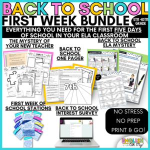 First Week of School Activities for the ELA Classroom