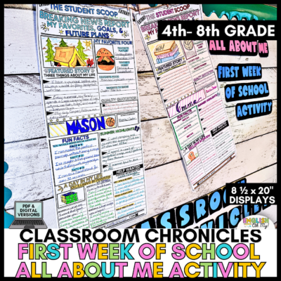 First Week of School All About Me Classroom Chronicles